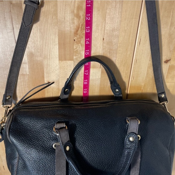 Dimoni black leather and suede details satchel / crossbody bag - Picture 14 of 14